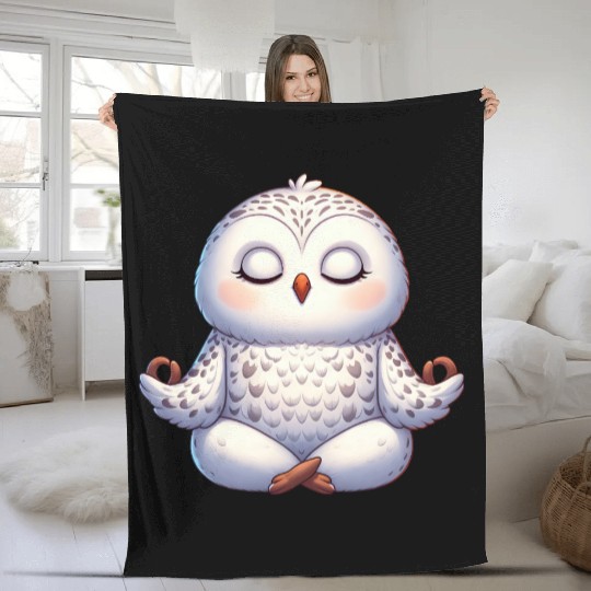 Cute owl yoga meditation relaxation inner peace Fleece Blankets