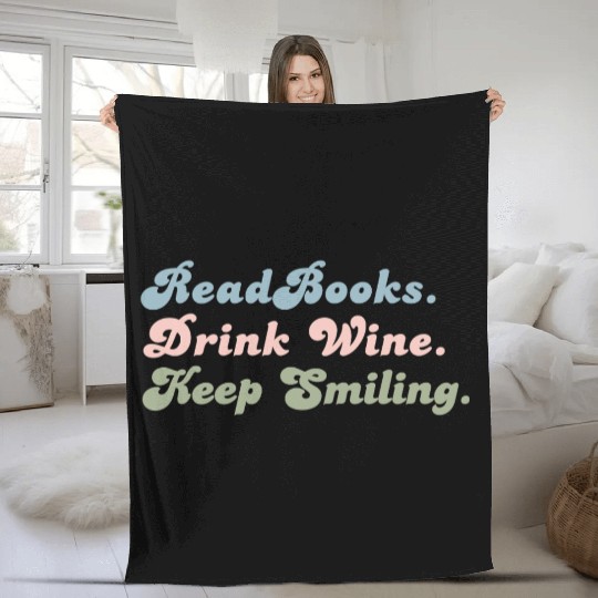 Cute Gift For Book Lover Cute Gift For Wine Lover Fleece Blankets
