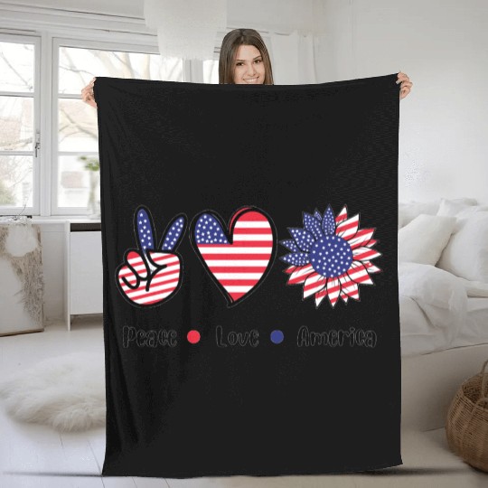 Peace Love America Fleece Blankets
