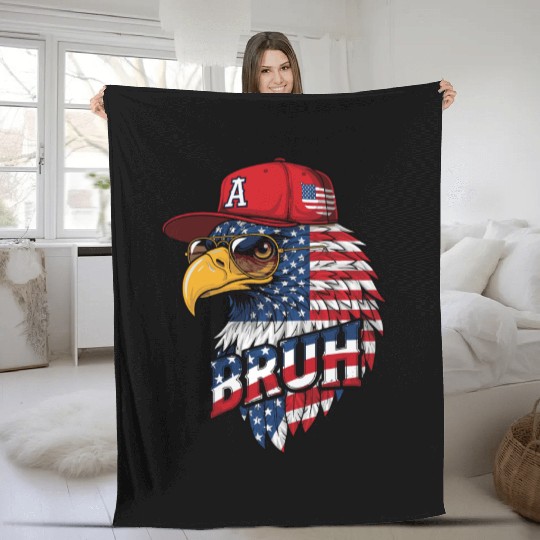 BRUH 4th Of July, Fourth Of July Bald Eagle Fleece Blankets