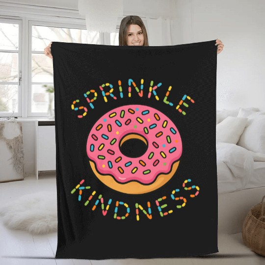 Donut Sprinkle Kindness Funny Doughnut Lover Fleece Blankets