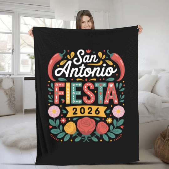 San Antonio 2026 Fiesta Cinco De Mayo Texas Fleece Blankets