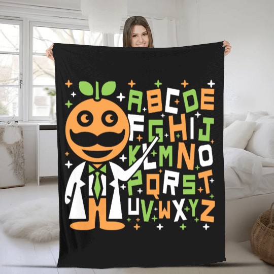 Orange Dad Alphabet Teacher Fleece Blankets