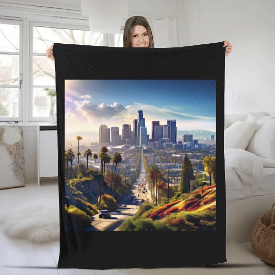 los angeles city. Fleece Blankets