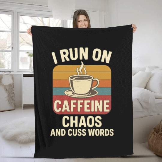 Caffeine Chaos Retro Design Fleece Blankets