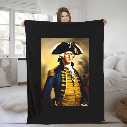 George Washington in revolutionary bttlefield a Fleece Blankets