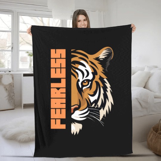 Fearless Tiger Graphic Fleece Blankets
