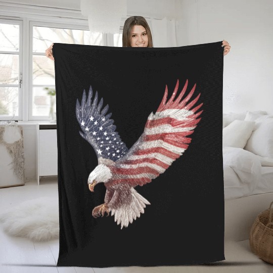 Bald Eagle with the American Flag Forming Wings Fleece Blankets