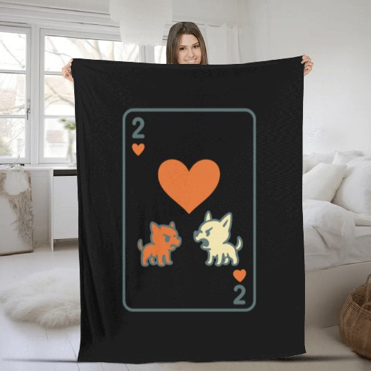 Two Angry Pups of Hearts Fleece Blankets
