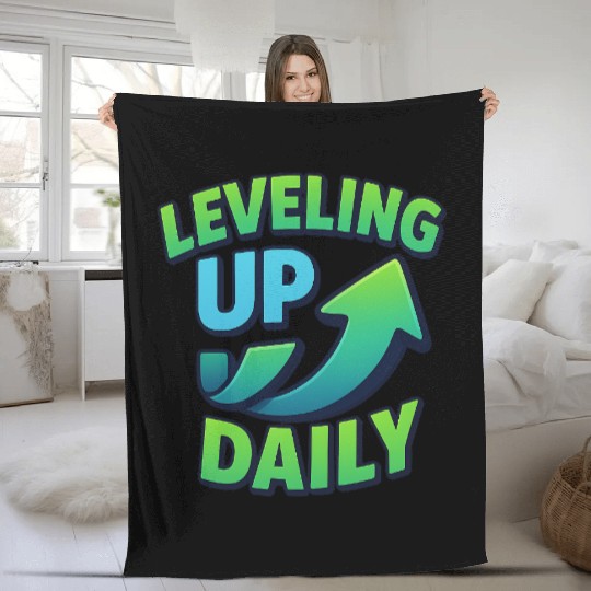 Level Up Daily – Gamer Mindset Streetwear Fleece Blankets