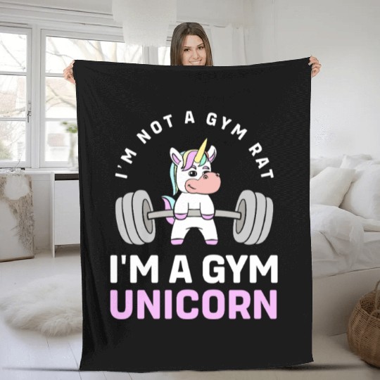 Workout Gym Unicorn Fleece Blankets
