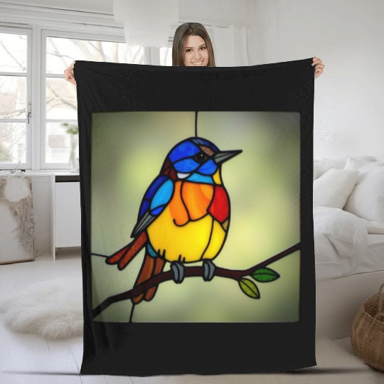 STAINED GLASS BIRD Fleece Blankets