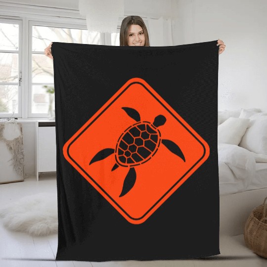 Water Turtle Danger Sign Caution Zone Cool Warning Fleece Blankets
