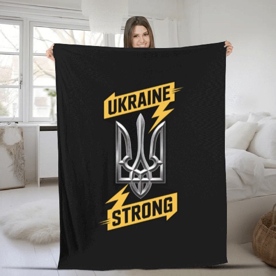 Ukraine Strong Trident Power Ukrainian Support Sym Fleece Blankets