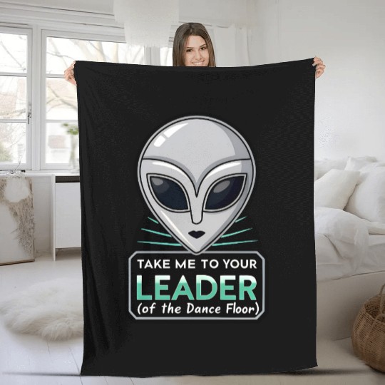 Take Me To Your Leader Alien Rave Retro 2000s Y2K Fleece Blankets