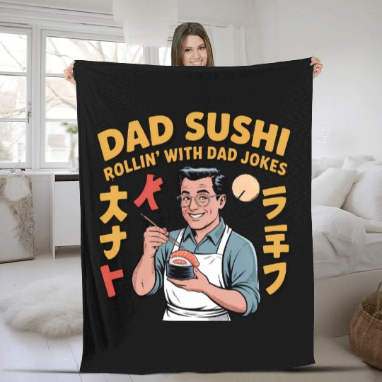 Réel Cool Papa Sushi Fishing Funny Father Day Fleece Blankets
