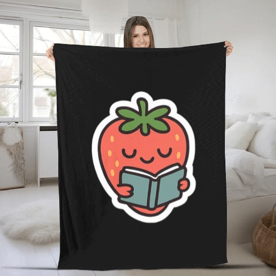 Bookish Strawberry Fleece Blankets