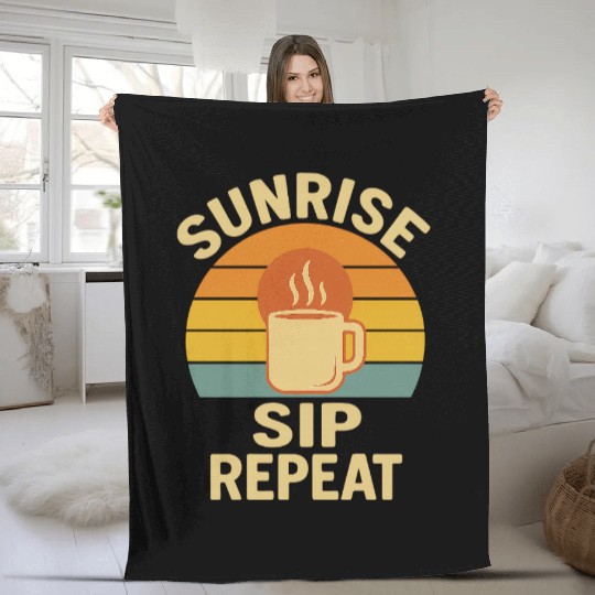 Sunrise Coffee Loop Design Fleece Blankets