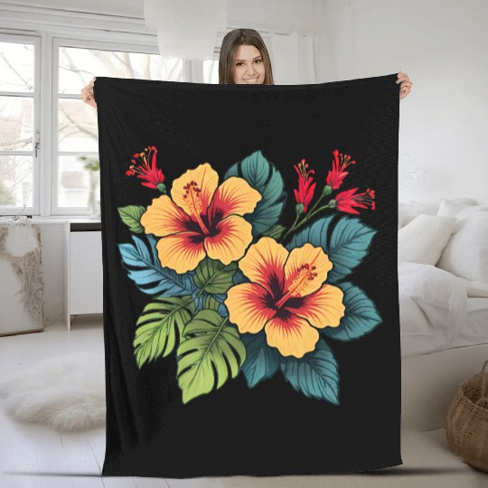 Hibiscus Fleece Blankets