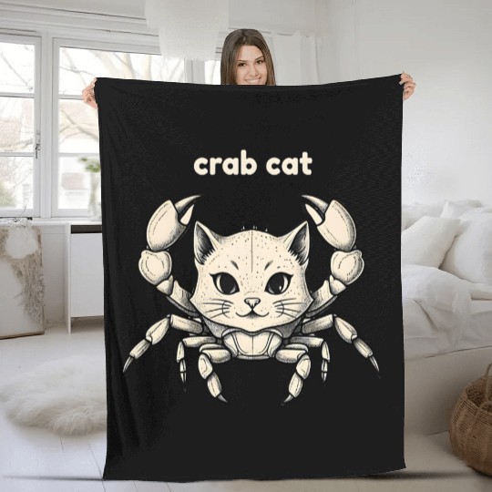 Funny Crab Cat Hybrid Fleece Blankets – Hilarious Animal