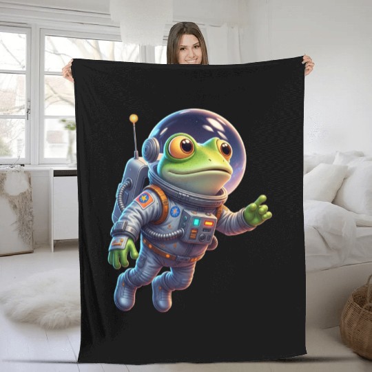 Frog in space suit Fleece Blankets