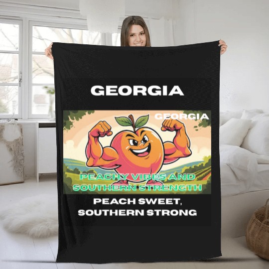 Georgia Peach State Art Fleece Blankets