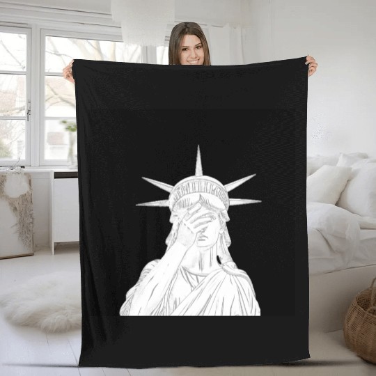 Oh the shame Statue of Liberty US for sale chaos Fleece Blankets