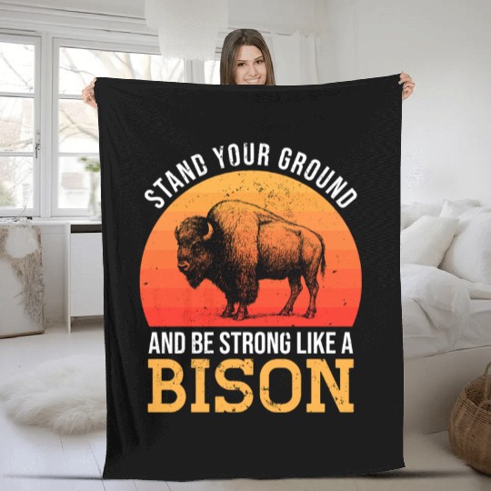 Bison - Retro Sunset Fleece Blankets