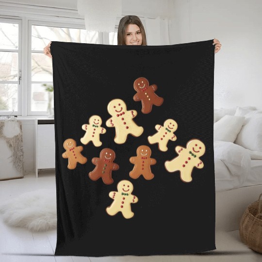 Gingerbread Man Cookie Christmas Fleece Blankets