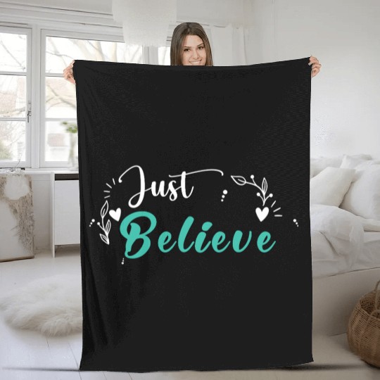 Just Believe original White-Blue Fleece Blankets