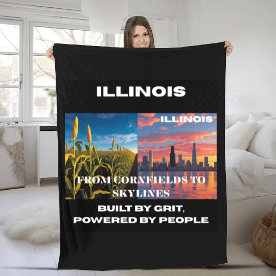 Illinois Midwest Mosaic Art Fleece Blankets
