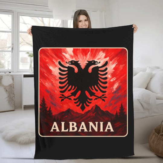 Albania Double Eagle Design Fleece Blankets