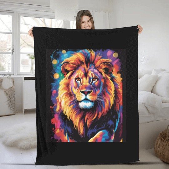 Pride and Power – Majestic Rainbow Lion Head Fleece Blankets