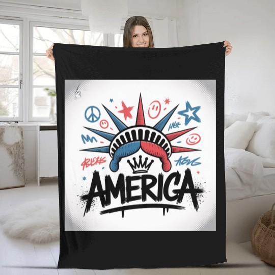 Statue of Liberty USA Graffiti Zero Limit Brand Fleece Blankets