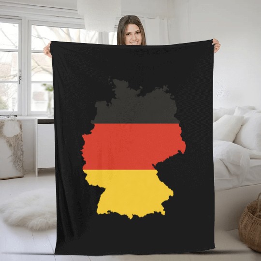 Black Red Gold Germany flag outline design Fleece Blankets