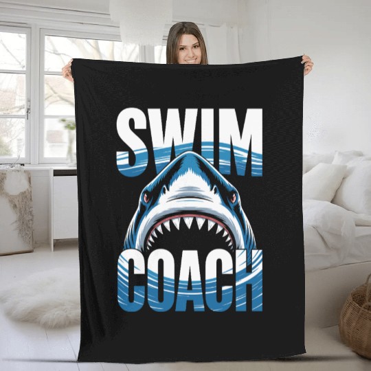 Swim Coach Shark Fleece Blankets