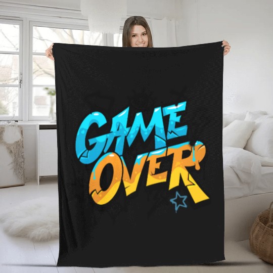 Blue and Yellow Graffiti Game Over Fleece Blankets 2025