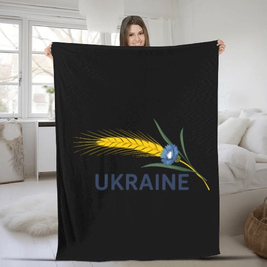 Ukraine Wheat Cornflower Agricultural Heritage Fleece Blankets