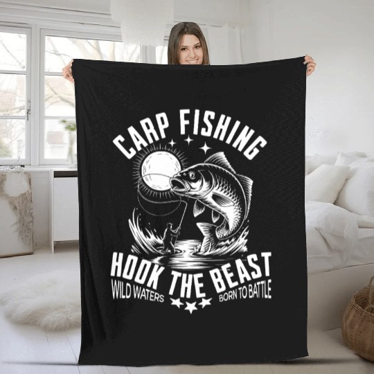 Carp Fishing Fleece Blankets – Hook the Beast Angler Gift