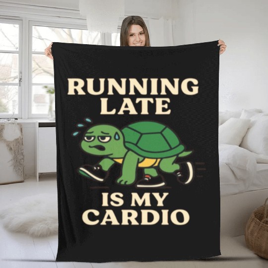 Running Late Turtle Relatable Fitness Fleece Blankets