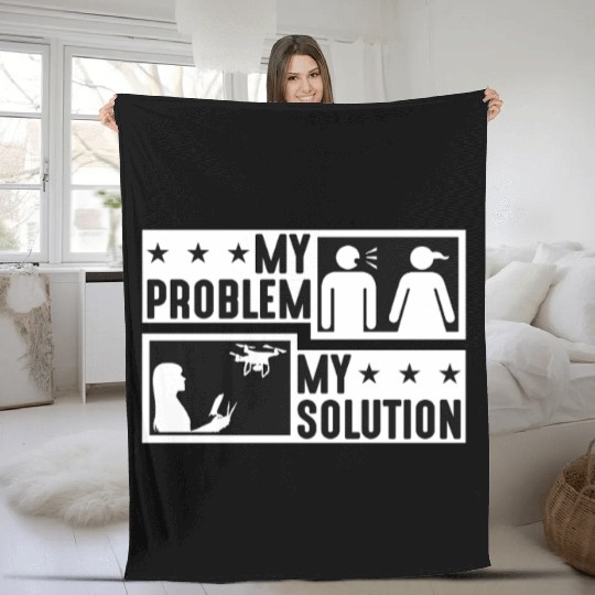 Drone Enthusiast My Problem My Pictogram Mom Dad Fleece Blankets