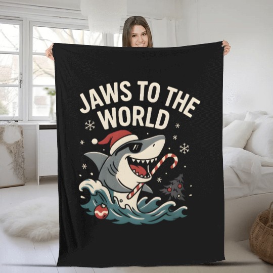 Jaws to the World – Christmas Shark Attack Fleece Blankets