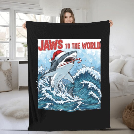 Jaws to the World – Christmastime Shark Attack Fleece Blankets