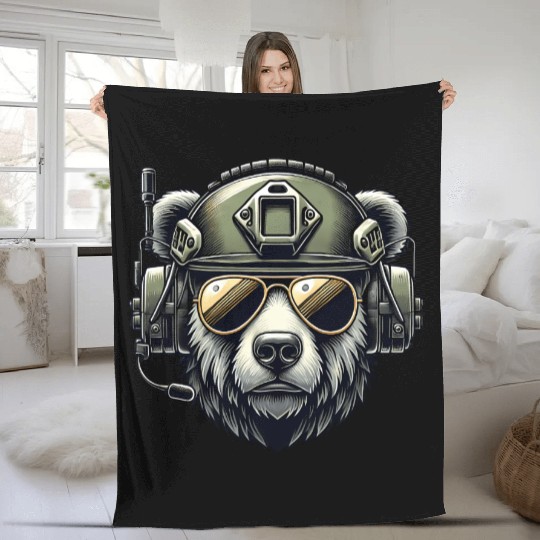 Bear Military Design Fleece Blankets