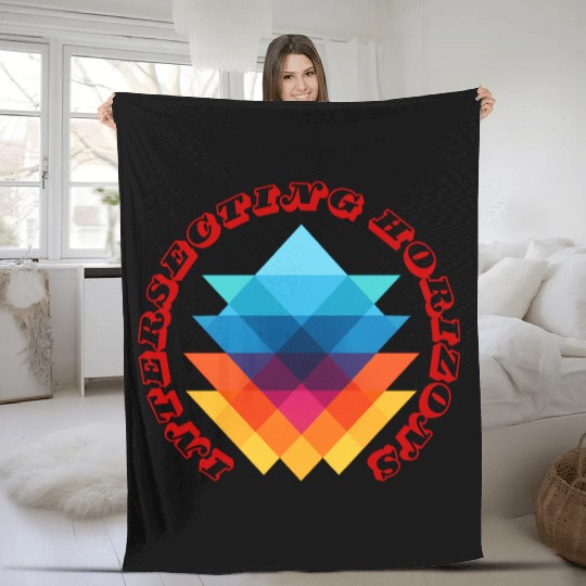 Intersecting Horizons - Colorful Geometric Fleece Blankets