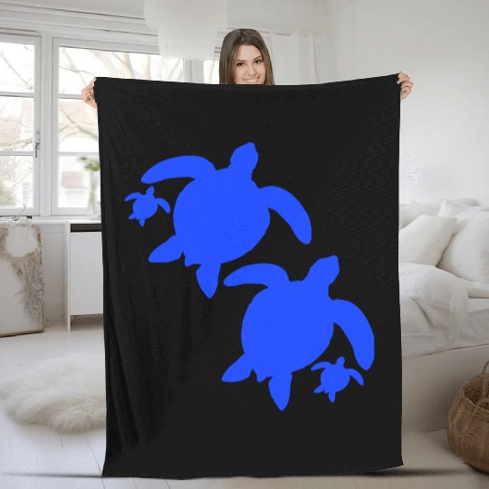 Water turtle family 2 children parents mom dad Fleece Blankets