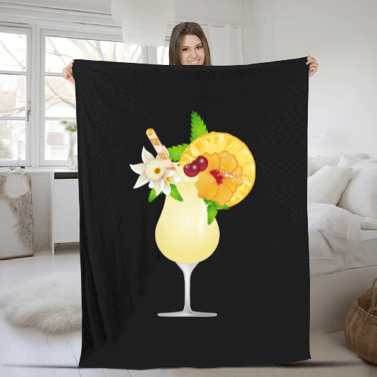 Summery cocktail decorated with fruit Fleece Blankets