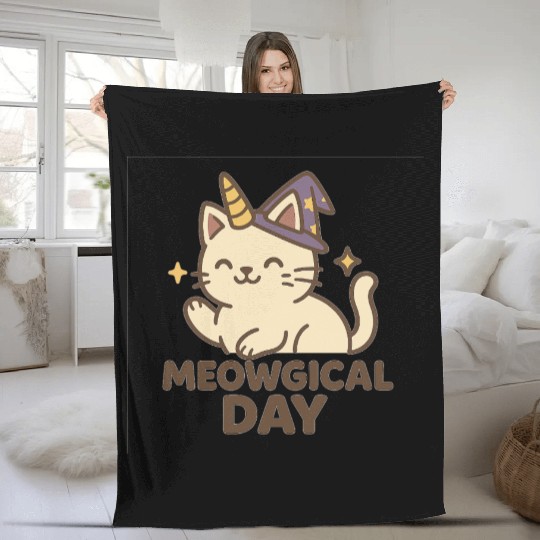 Whimsical Cat Unicorn Halloween Design Fleece Blankets