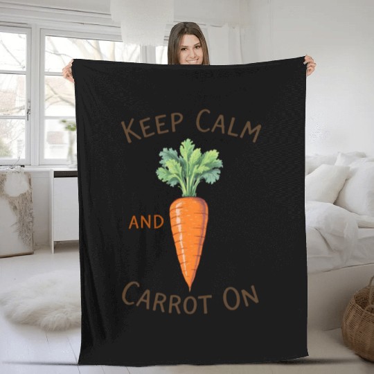 Keep Calm Carrot  Fleece Blankets