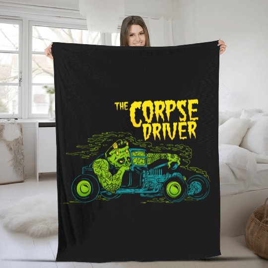 The Corpse Driver – Rat Rod Zombie Racer Fleece Blankets